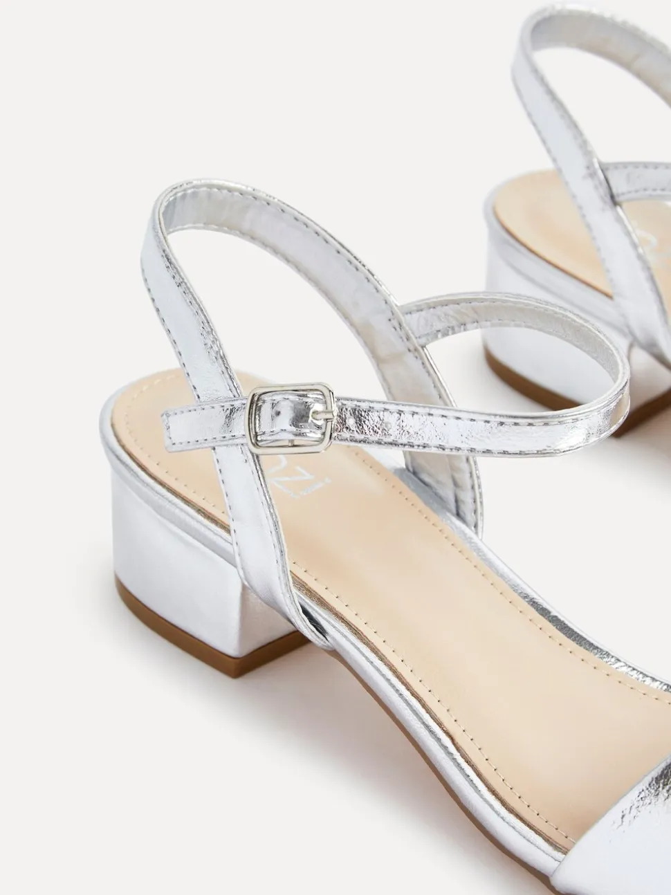 Linzi Silver Kezzi Barely There Low Block Heeled Sandals
