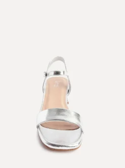 Linzi Silver Tillie Barely There Low Block Heel Sandals