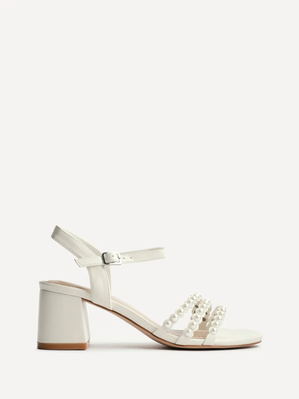 Linzi White Perla Heeled Sandals With Pearl Straps