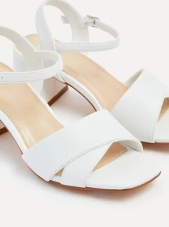 Linzi White Wide Fit Vivian Heeled Sandals With Crossover Front Strap