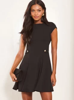 Lipsy Black Button Side Mini Skater Dress
