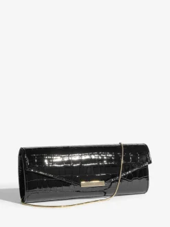 Lipsy Black Croc Affect Clutch Bag