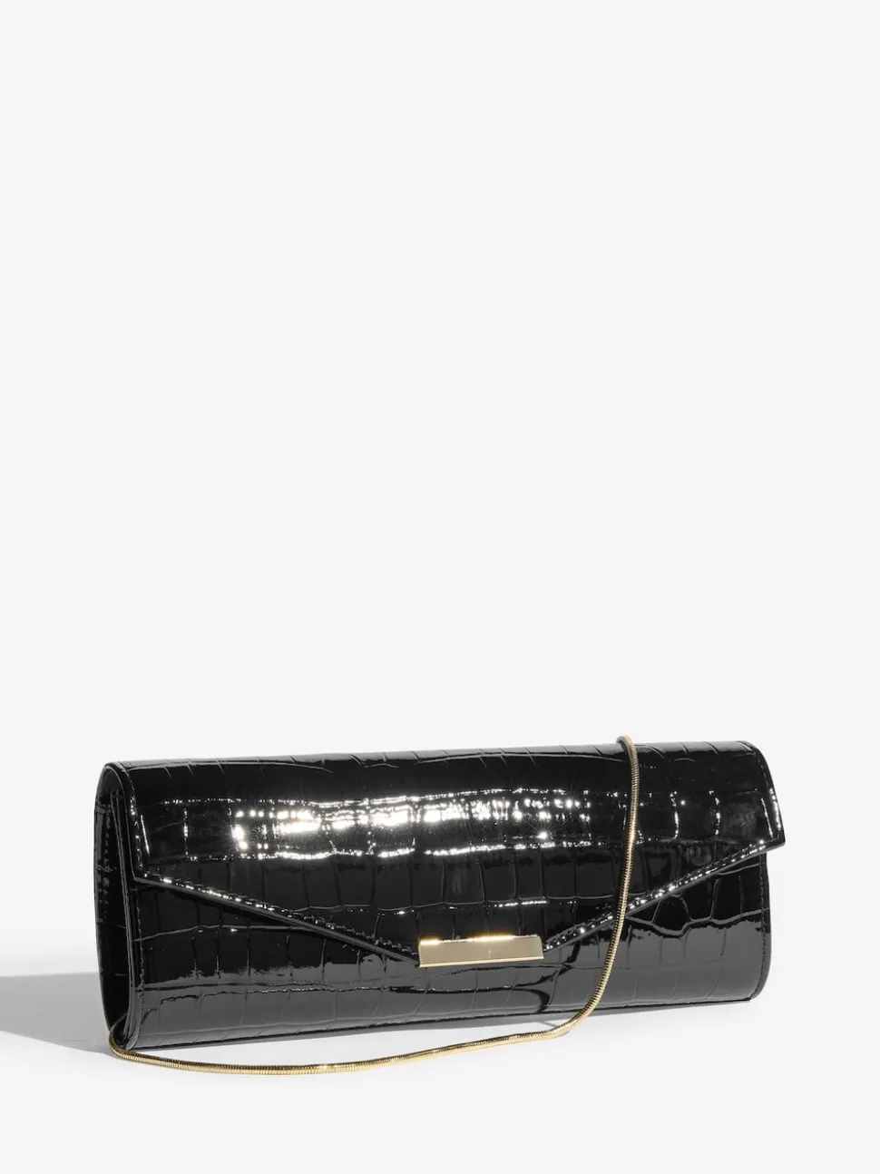 Lipsy Black Croc Affect Clutch Bag
