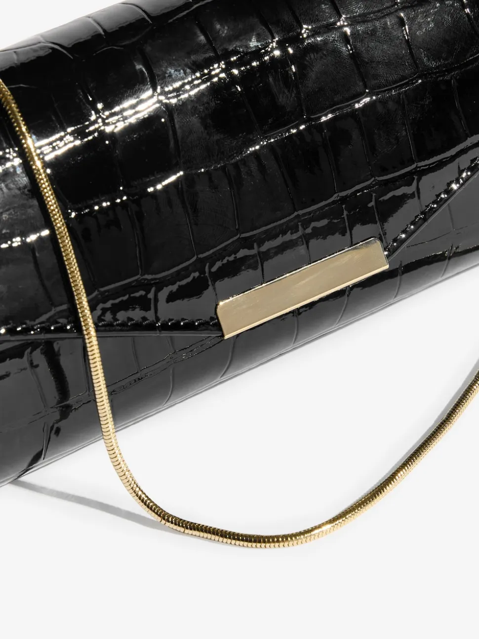 Lipsy Black Croc Affect Clutch Bag