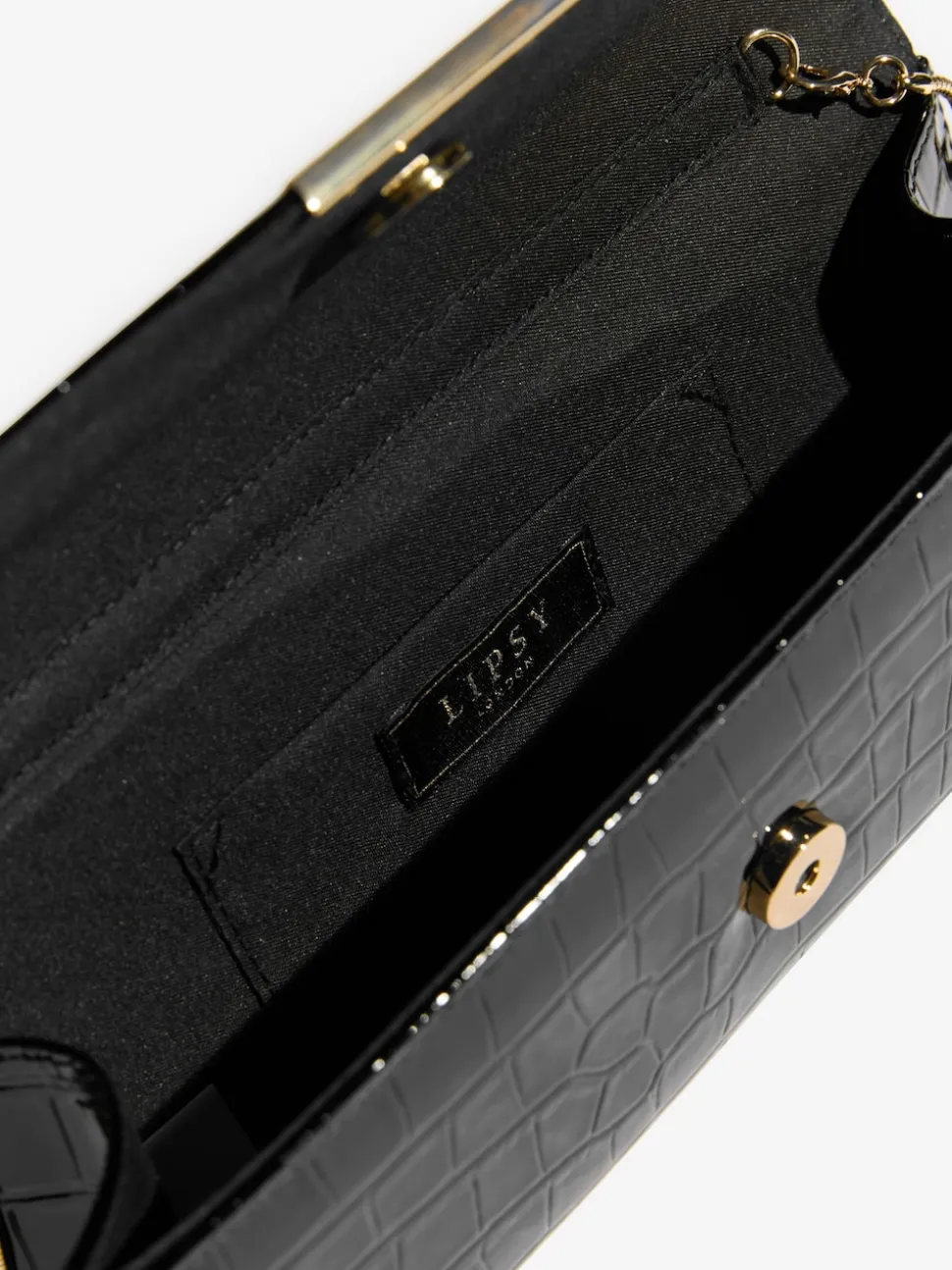 Lipsy Black Croc Affect Clutch Bag