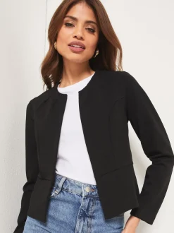 Lipsy Black Cropped Collarless Blazer