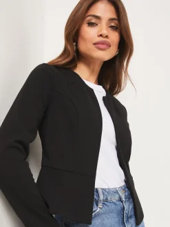 Lipsy Black Cropped Collarless Blazer