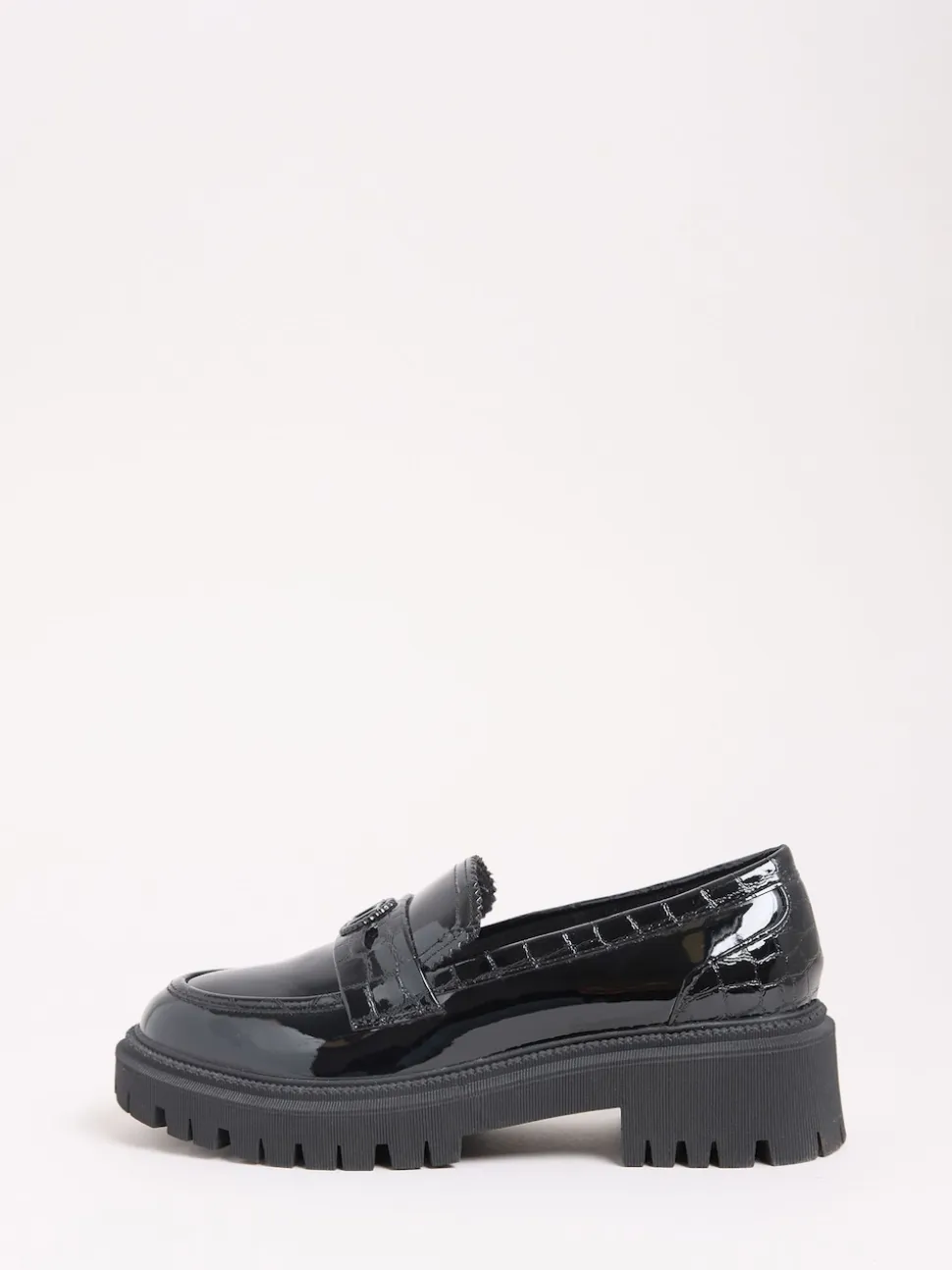 Lipsy Black Faux Leather Patent Chunky Penny Loafers