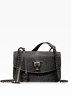 Lipsy Black Glitter Small Chain Shoulder Bag