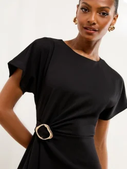 Lipsy Black Hardware Detail Mini Skater Dress