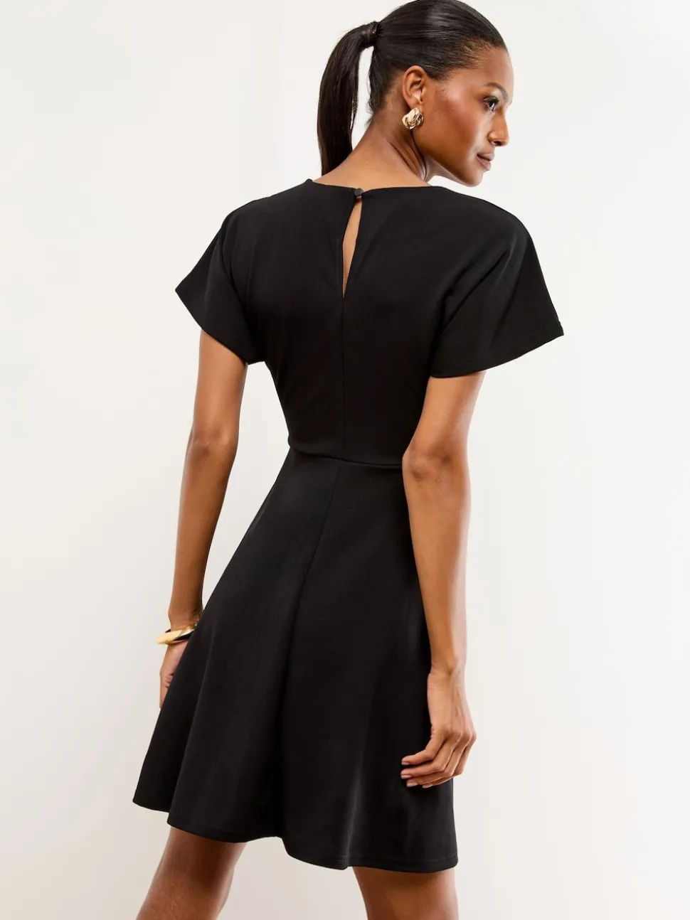 Lipsy Black Hardware Detail Mini Skater Dress