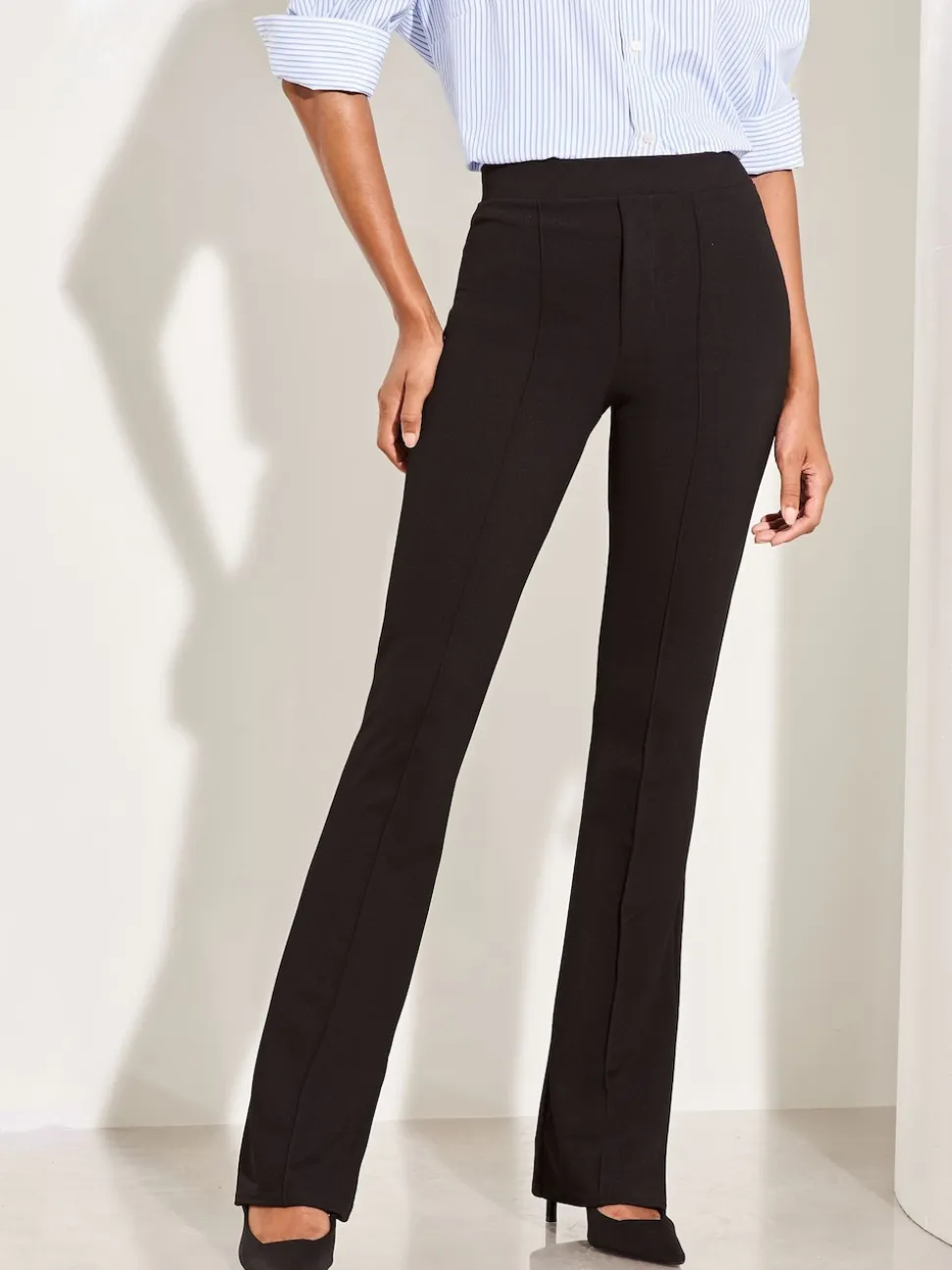 Lipsy Black High Waisted Contour Bootleg Flared Trousers