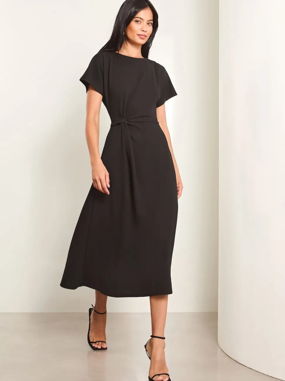 Lipsy Black Knot Side Midi Dress