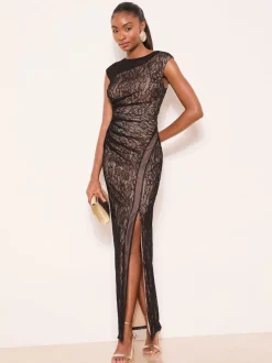 Lipsy Black Lace Inset Maxi Dress