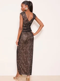 Lipsy Black Lace Inset Maxi Dress