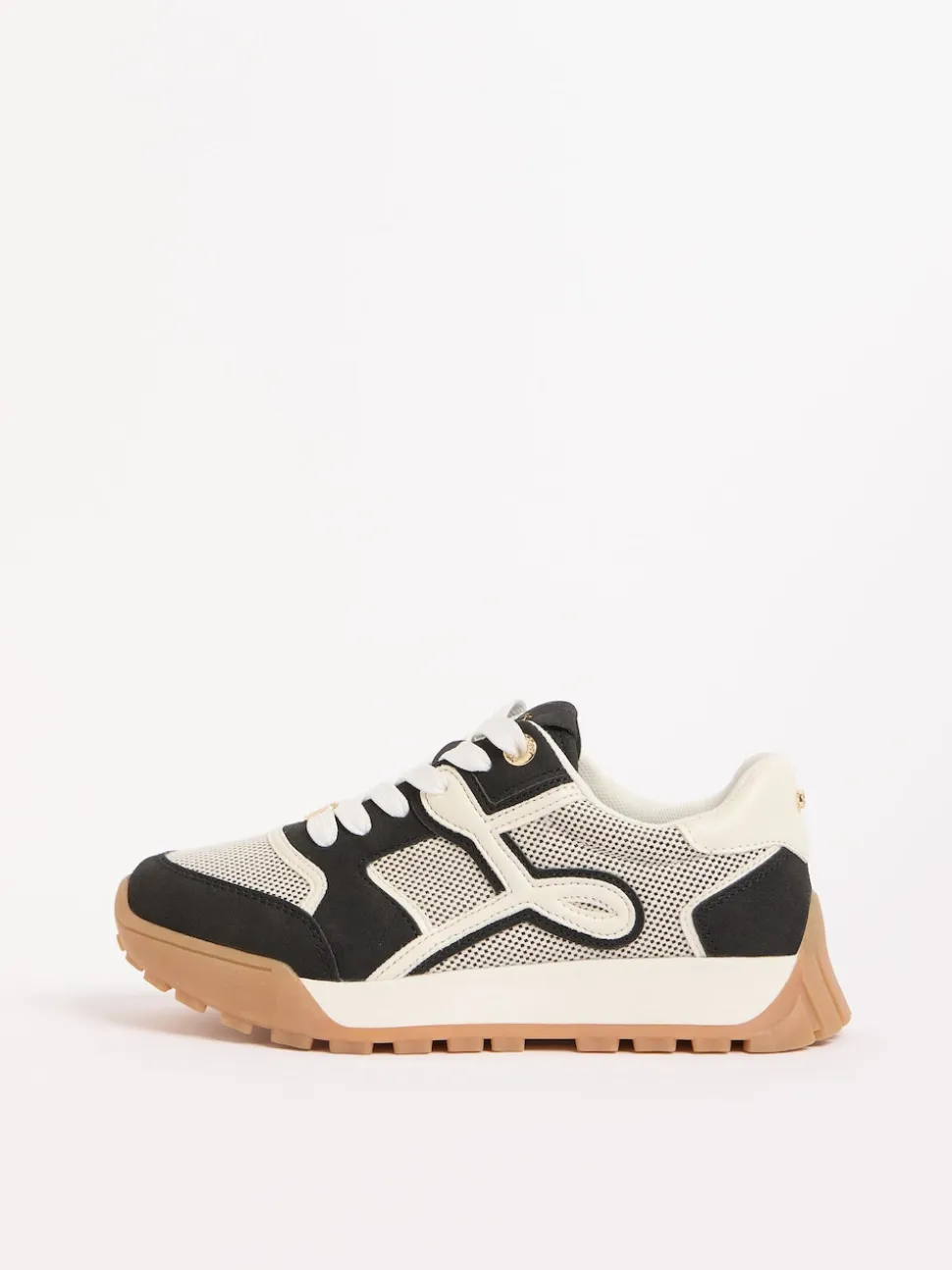 Lipsy Black Lace Up Chunky Runner Sports Trainers