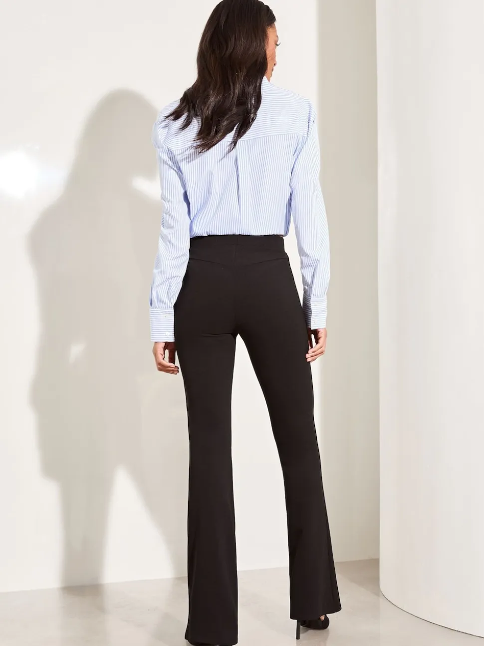 Lipsy Black Petite High Waisted Contour Bootleg Flared Trousers