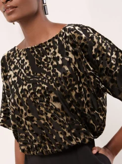 Lipsy Black Petite Leopard Print Sleeveless Cowl Neck Jumpsuit