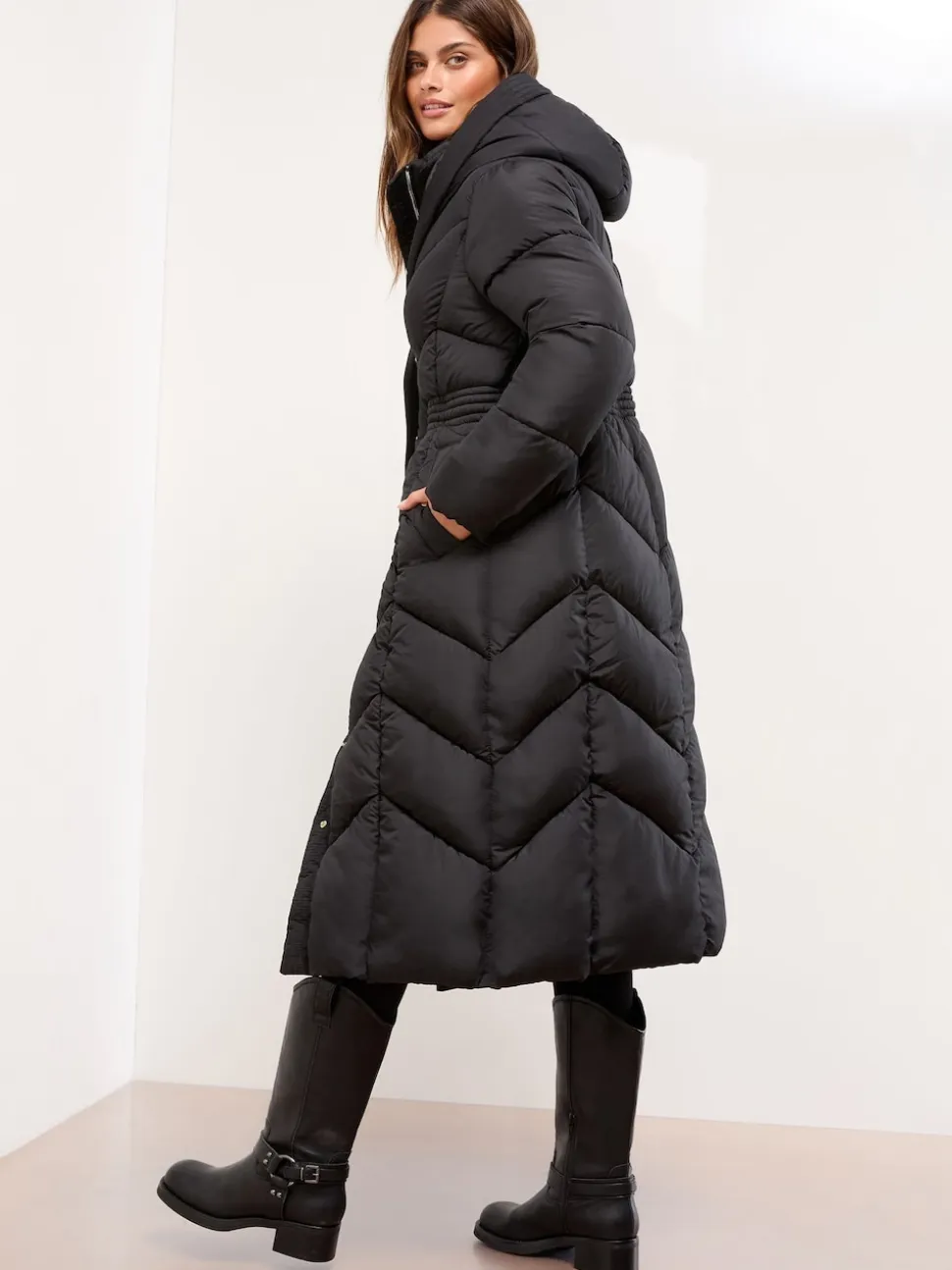 Lipsy Black Petite Longline Double Layer Padded Coat