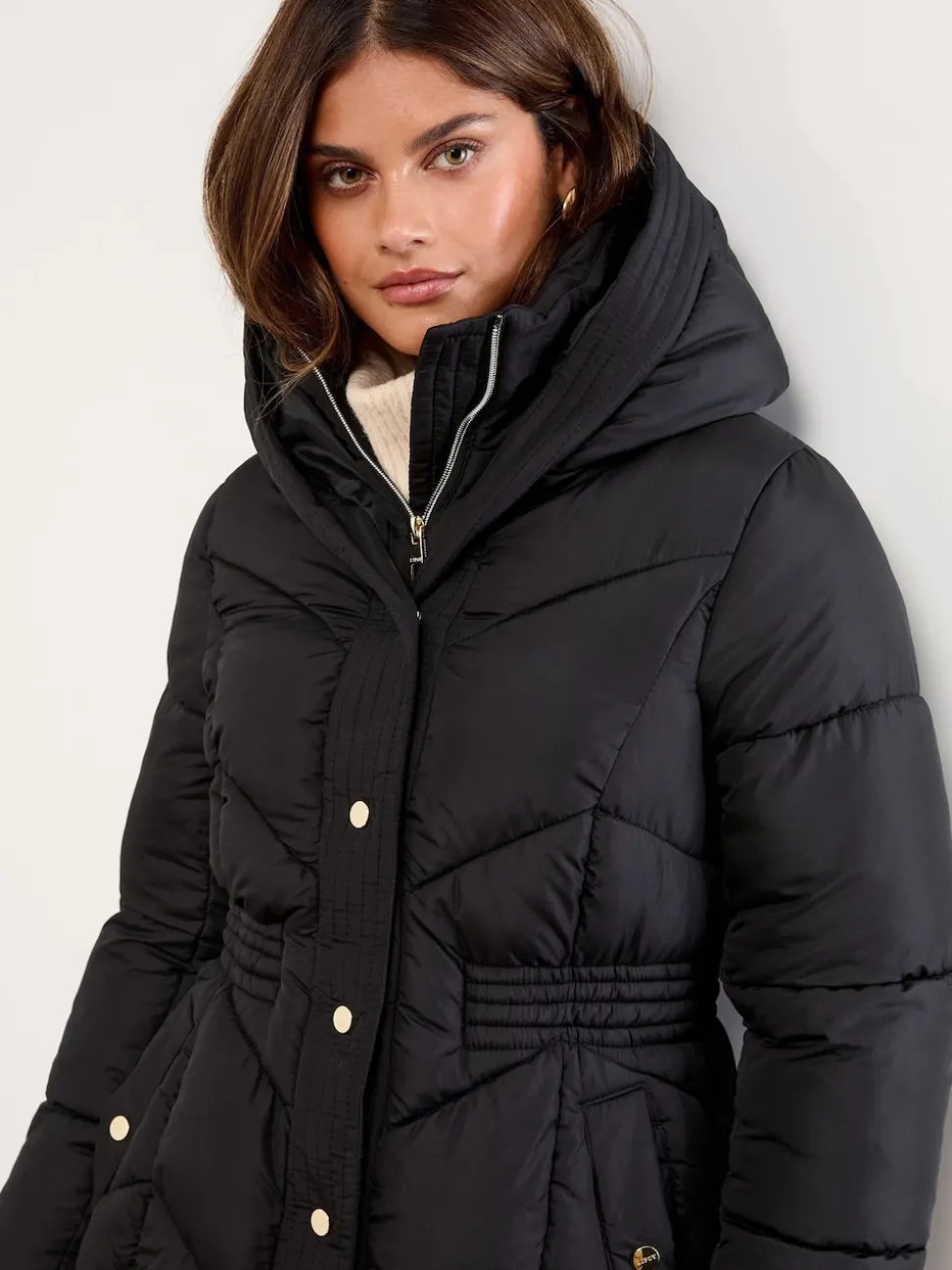 Lipsy Black Petite Longline Double Layer Padded Coat