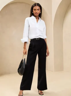 Lipsy Black Petite Premium Wide Leg Trousers