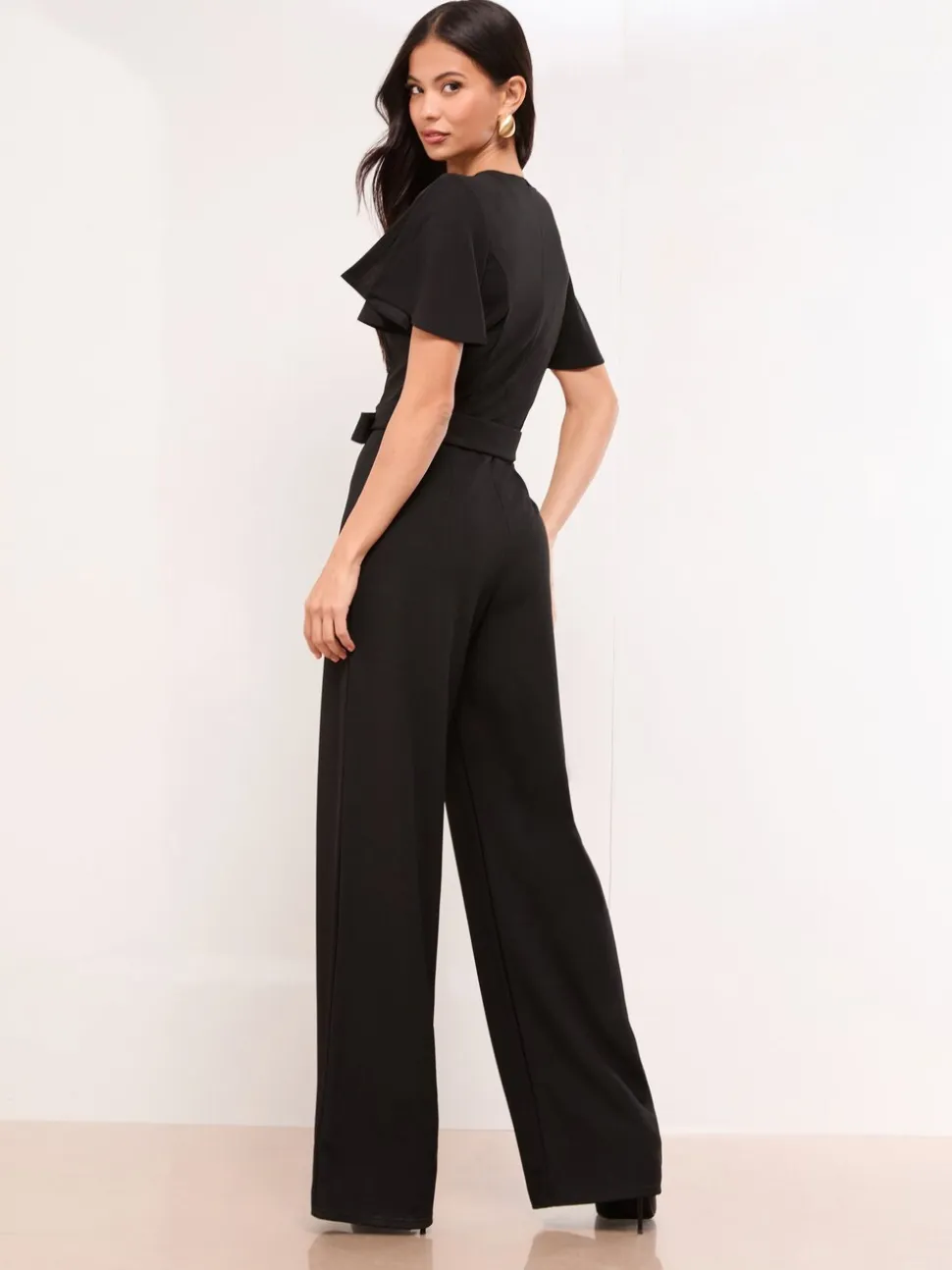 Lipsy Black Petite Short Sleeve Hardware Jumpsuit