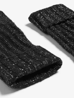 Lipsy Black Shimmer Ribbed Knitted Gloves