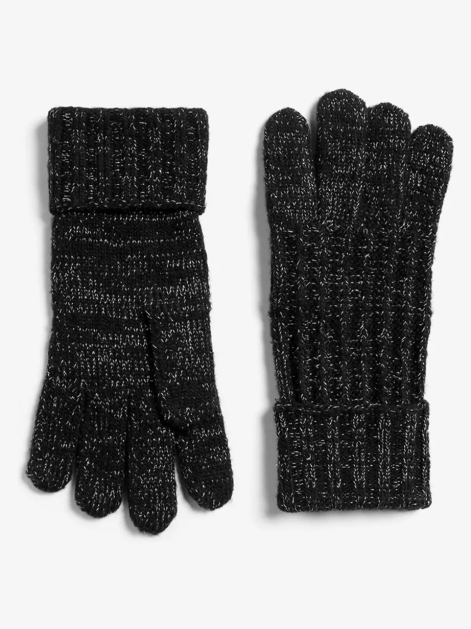 Lipsy Black Shimmer Ribbed Knitted Gloves