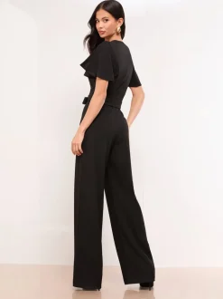 Lipsy Black Short Sleeve Hardware Jumpsuit