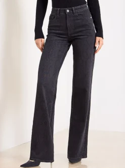 Lipsy Black Snake Print Mid Rise Wide Leg Jeans