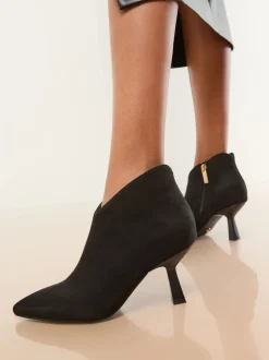 Lipsy Black Standard fit Faux Suede Low Heel Ankle Kitten Heels