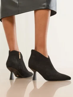 Lipsy Black Standard fit Faux Suede Low Heel Ankle Kitten Heels