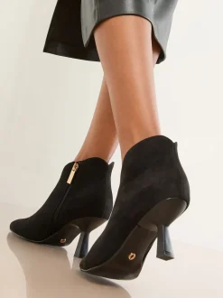 Lipsy Black Standard fit Faux Suede Low Heel Ankle Kitten Heels