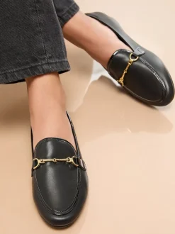 Lipsy Black Standard Fit Snaffle Faux Leather Loafers