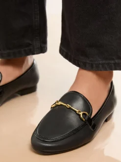 Lipsy Black Standard Fit Snaffle Faux Leather Loafers