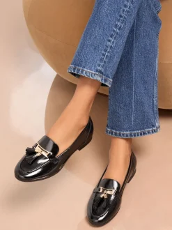 Lipsy Black Standard Fit Almond Toe Tassel Workwear Loafers