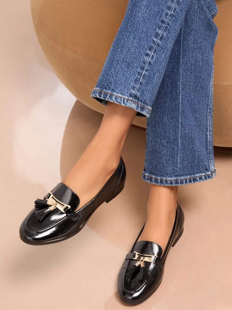 Lipsy Black Standard Fit Almond Toe Tassel Workwear Loafers
