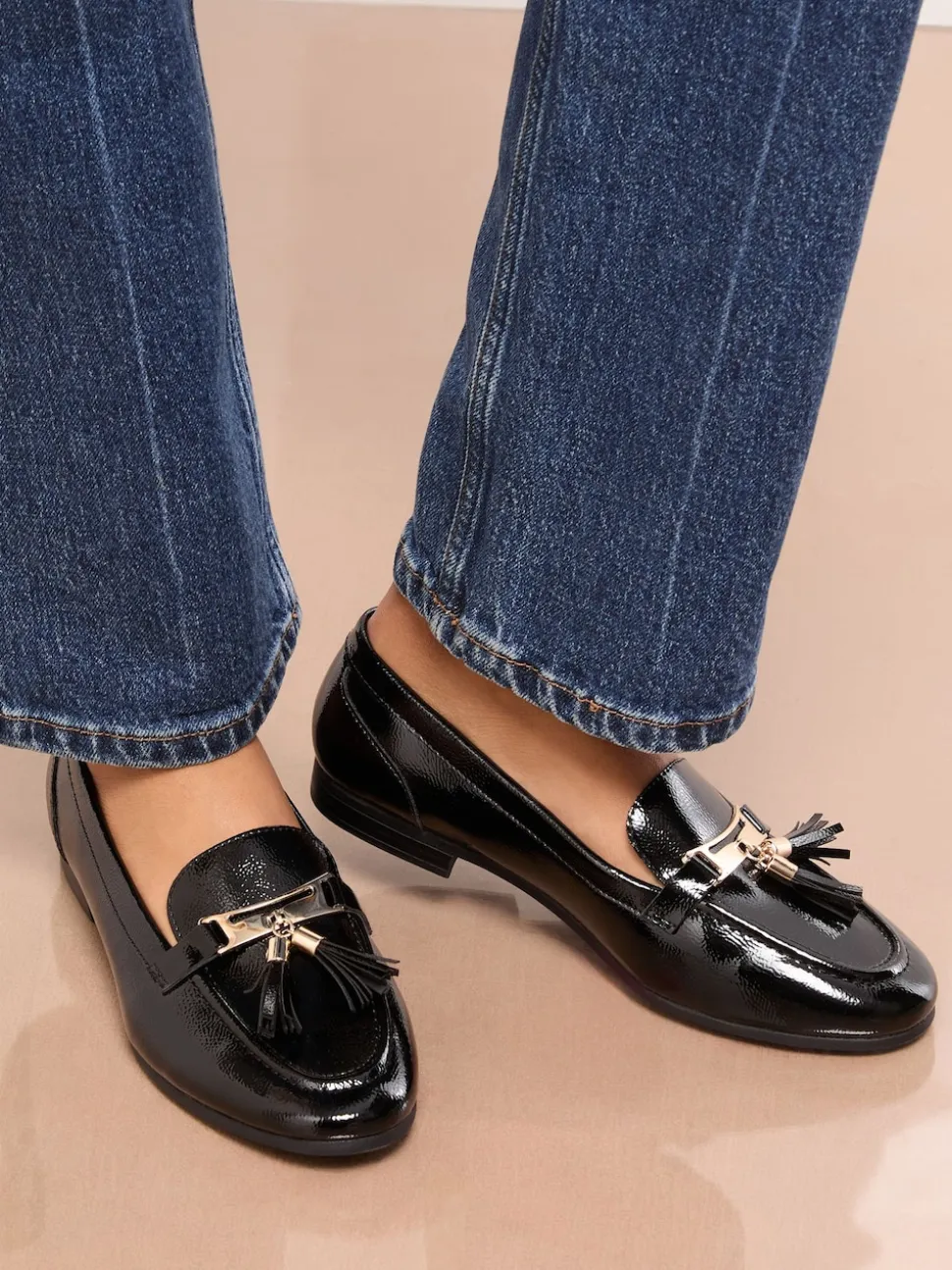 Lipsy Black Standard Fit Almond Toe Tassel Workwear Loafers