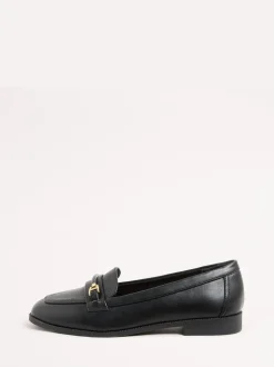 Lipsy Black Standard Fit Snaffle Bar Faux Leather Loafers