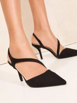 Lipsy Black Standard Fit Asymmetric Strap Court Shoes