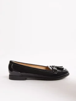 Lipsy Black Standard Fit Patent Flat Tassel Loafers