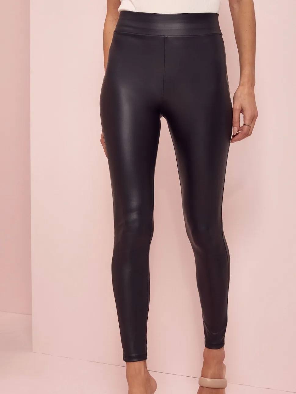 Lipsy Black Tall High Waist Leather Look Leggings