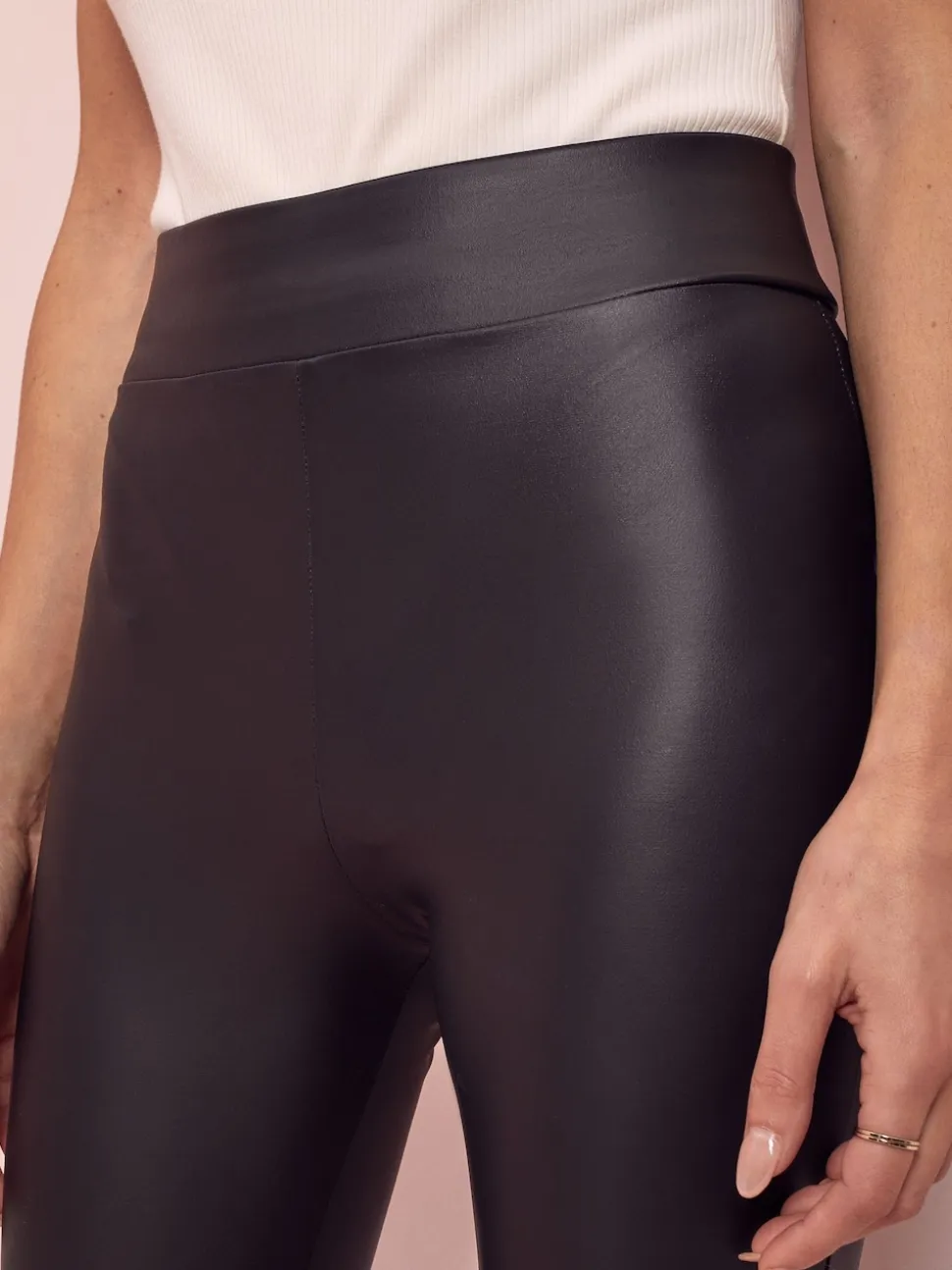 Lipsy Black Tall High Waist Leather Look Leggings