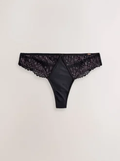 Lipsy Black Thong Geo Lace Thong