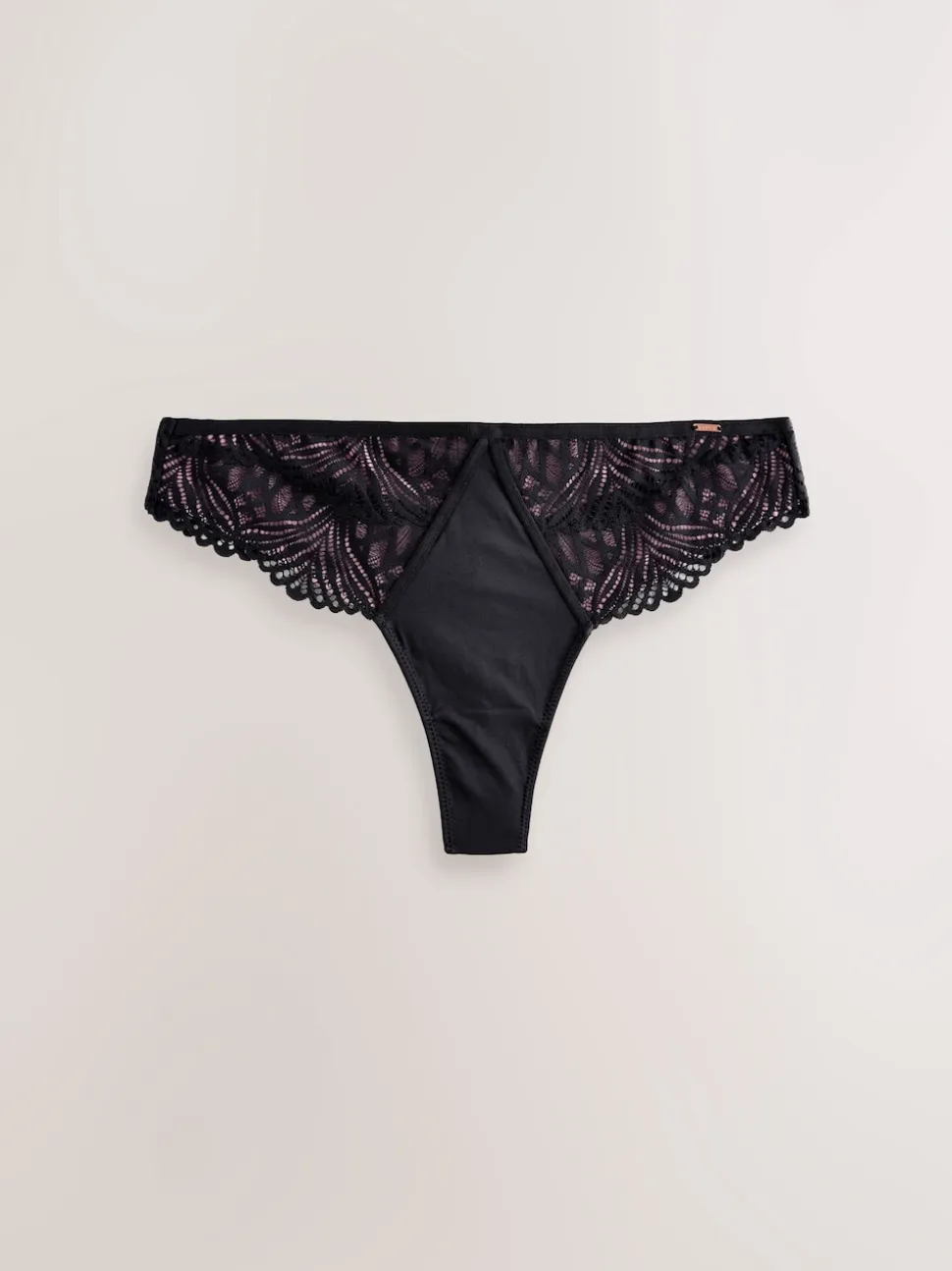 Lipsy Black Thong Geo Lace Thong