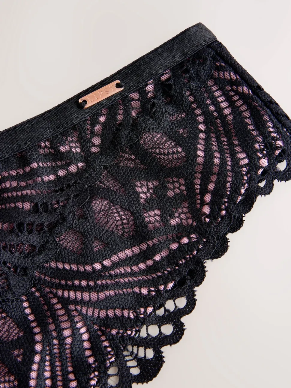 Lipsy Black Thong Geo Lace Thong