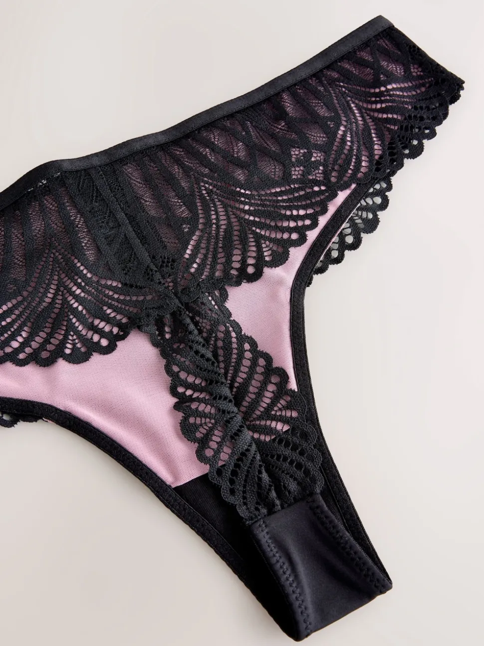 Lipsy Black Thong Geo Lace Thong