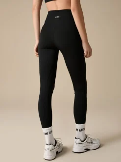 Lipsy Black Tipped Cross-Over Waist Leggings