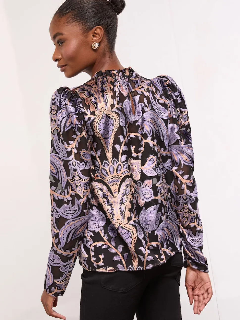 Lipsy Black Velvet High Neck Blouse