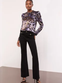 Lipsy Black Velvet High Neck Blouse